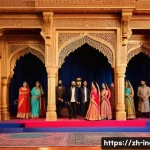 할리우드 영화와 발리우드의 협력 사례 - **Prompt 1: "A vibrant cross-cultural celebration of storytelling, featuring a diverse cast of male ...