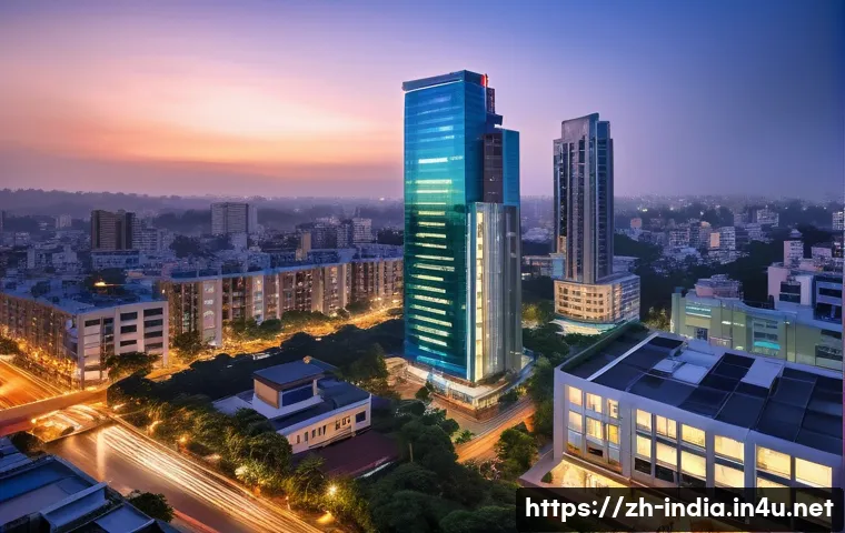 방갈로르 IT 허브와 스타트업 성장 - **"Bangalore's Dynamic Tech Ecosystem"**
    A vibrant, wide-angle shot capturing the bustling citys...